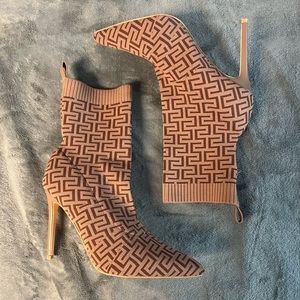 Fashion Nova Brown Monogram Sock heel